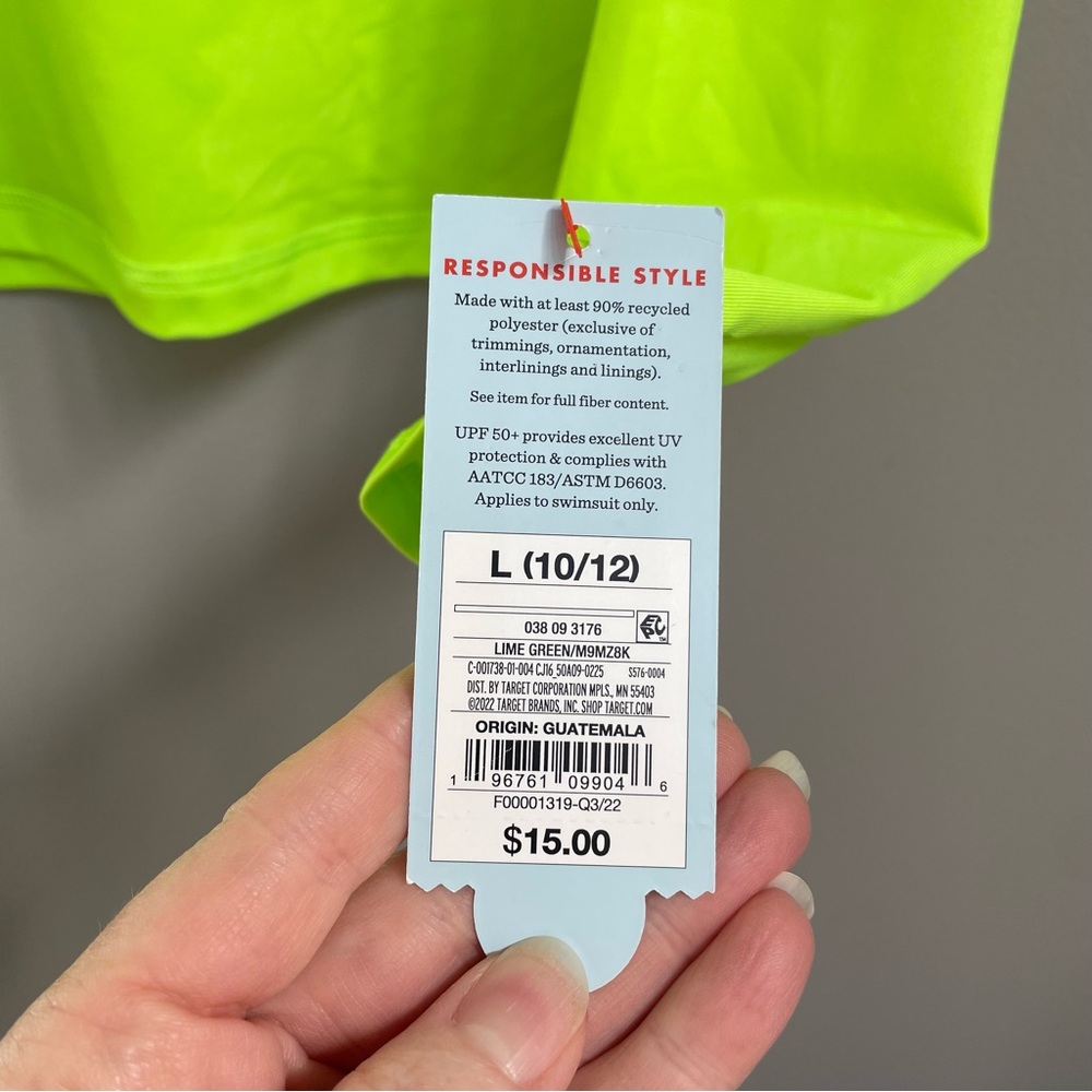 🎉HP🎉 Boys Long-Sleeve Swim Rash Guard - Neon Lime Green - Size Large (10/12) - Picture 5 of 8